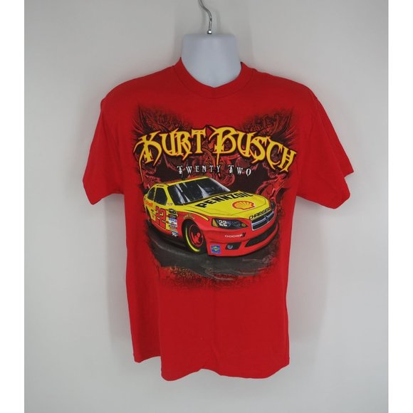 Kurt Busch Men's 2011 Number 22 Pennzoil Nascar T-shirt Medium NWT - Picture 1 of 5